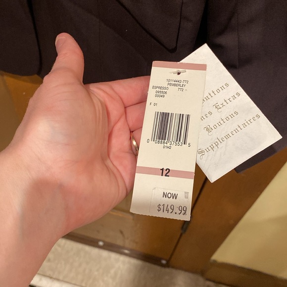 Women’s Brand New Espresso Brown Formal Jacket Jones New York,Pemberley,Size 12 - Picture 4 of 6